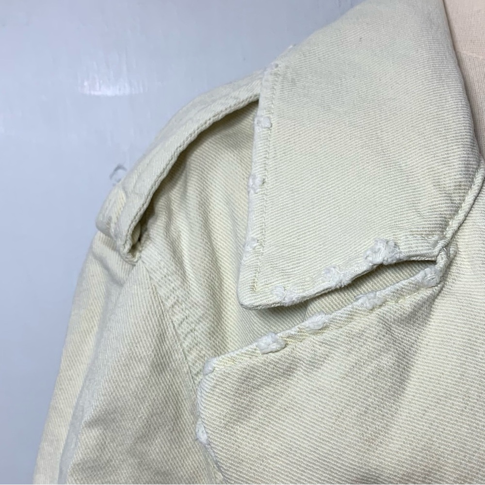 ZARA Cotton Long Trench Coat Belted Cream White size L 8197 734 - Picture 14 of 15